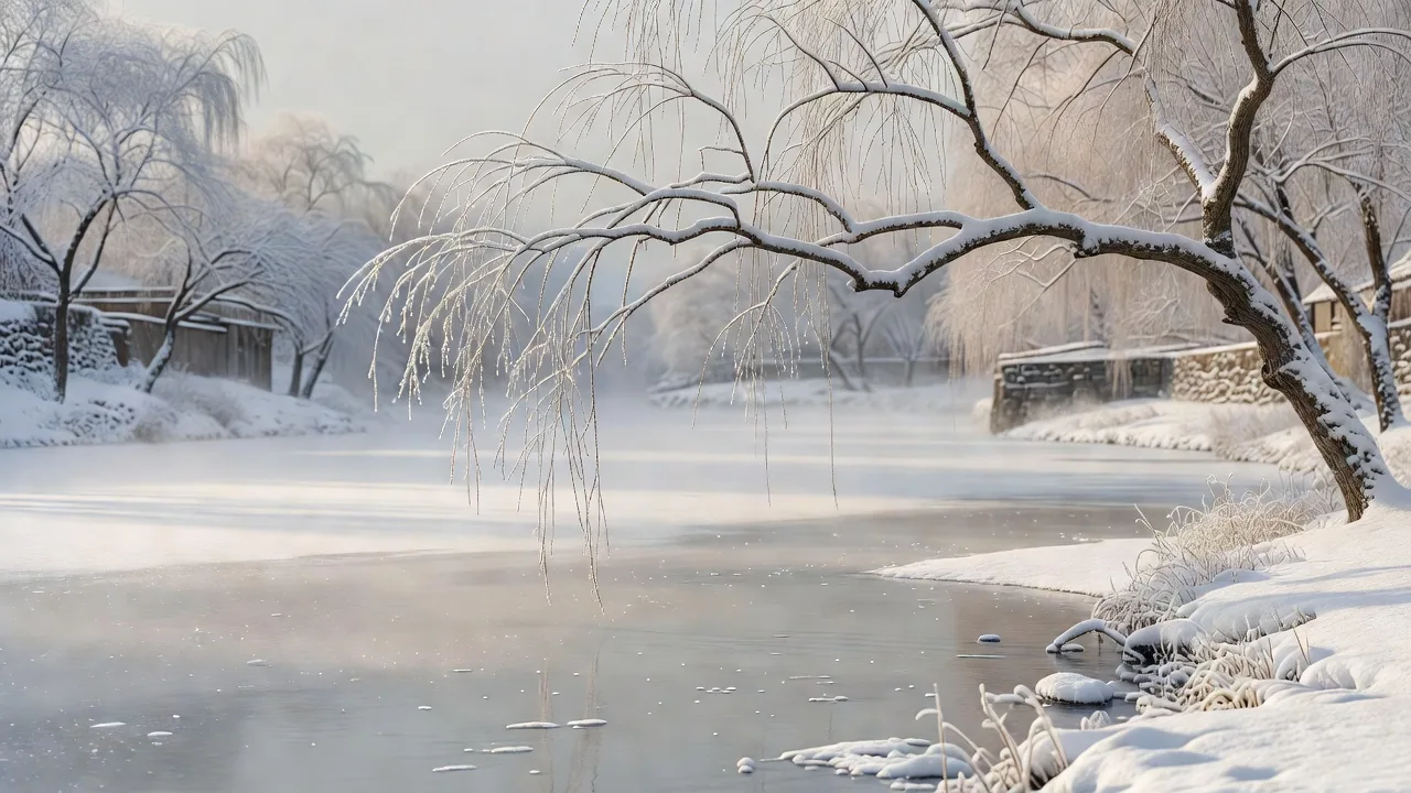 雪の柳枝